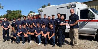 Ambulance and Red Bluff High School Students