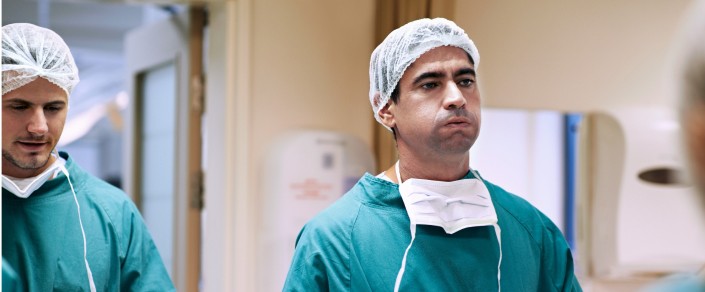 Physician preparing for surgery