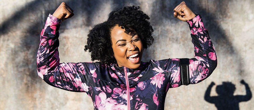woman flexing muscles