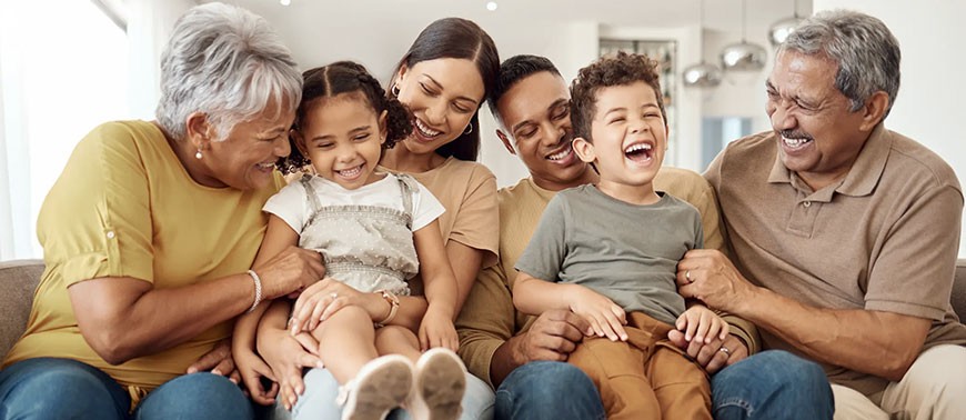 Family on couch